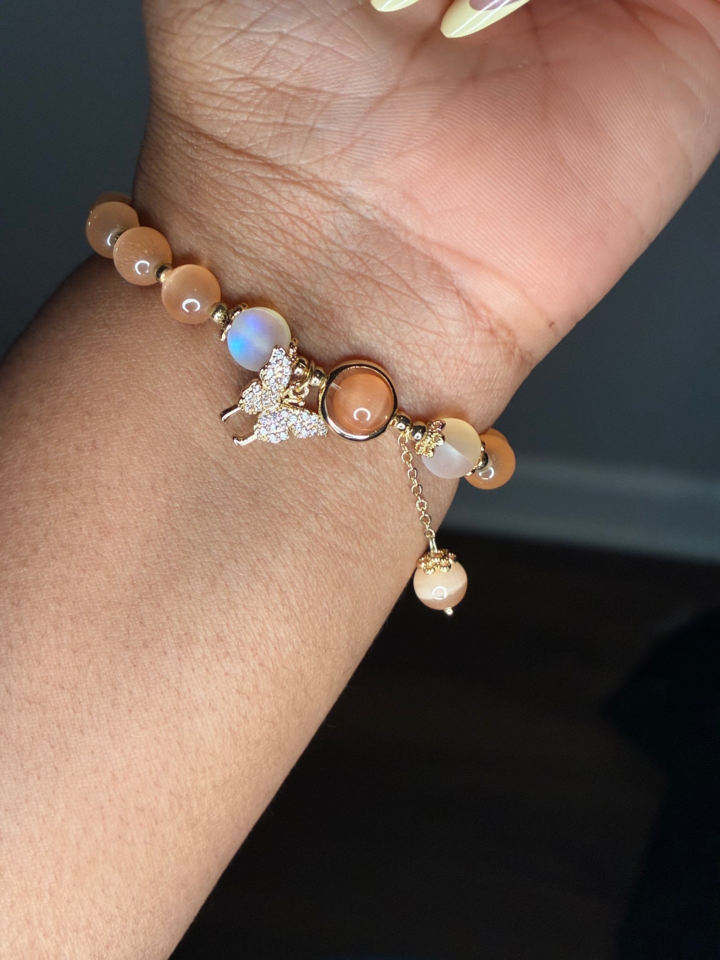 Golden Peach Butterfly Bracelet