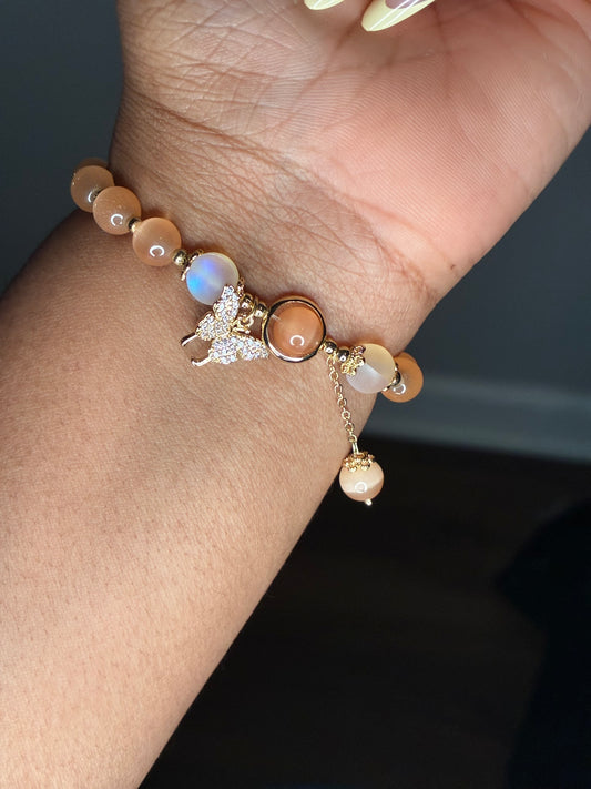 Golden Peach Butterfly Bracelet